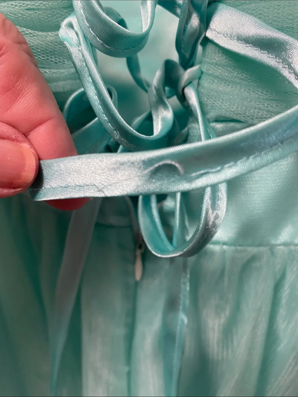 Sherri Hill Aqua Tulle Party Dress with Jeweled Waistband